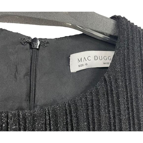 Ieena for Mac Duggal Shimmering Pleated A Line 3/4 Sleeve Gown Black Womens 10 - Picture 7 of 11